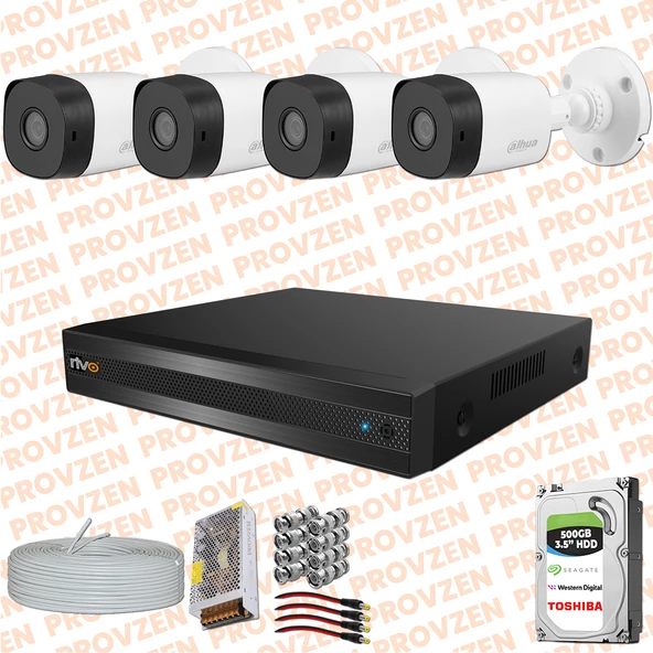 Provzen Rv Dahua 4 Kamera Fullhd Güvenlik Kamerası Set 500gb Hdd