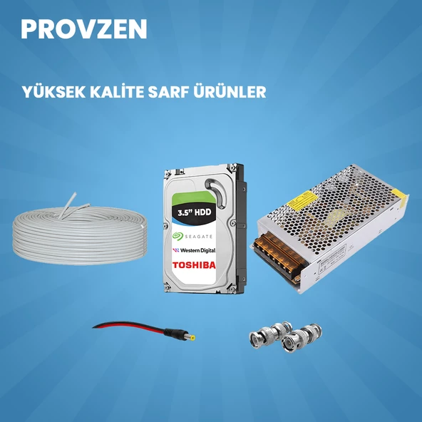 Provzen Hikvision 4 Kamera FullHD Güvenlik Kamerası Set 500GB HDD - 11