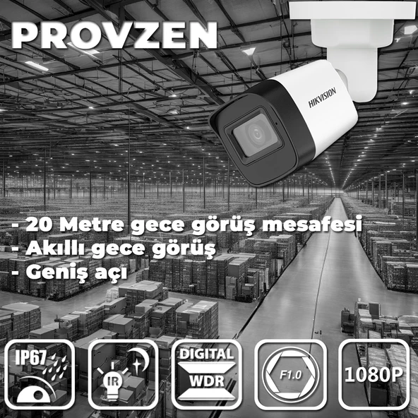 Provzen Hikvision 4 Kamera FullHD Güvenlik Kamerası Set 500GB HDD - 5