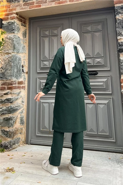 Bisiklet Yaka Fermuarlı Uzun Tunik Sade Basic Spor Takımı - 03044.021 - Nefti - 4