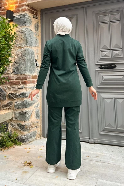 Bisiklet Yaka Fermuarlı Uzun Tunik Sade Basic Spor Takımı - 03044.021 - Nefti - 2