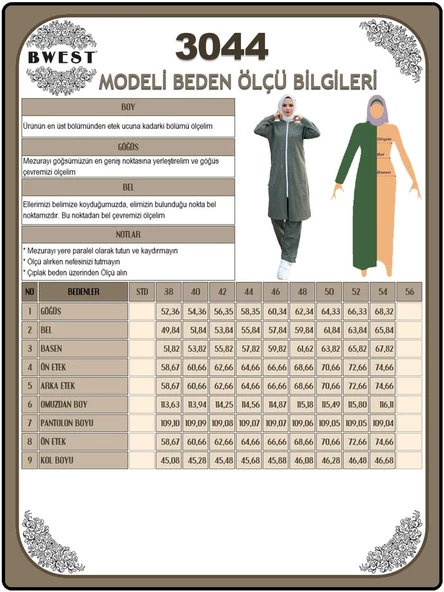 Bisiklet Yaka Fermuarlı Uzun Tunik Sade Basic Spor Takımı - 03044.100 - Çağla Yeşili - Resim 7