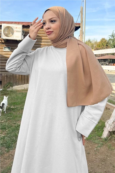 O Yaka Yırtmançlı Uzun Geniş Rahat Tunik Pantolon Sade Basic Spor Takımı - 03040.008 - Gri - 6