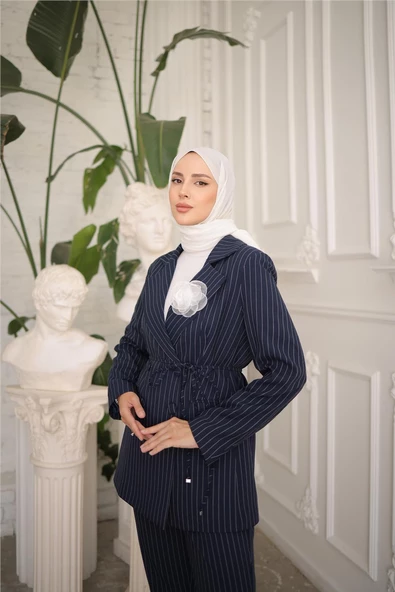 Belden Bağcıklı Kruvaze Ceket Takım - 50021.015 - Lacivert - 4