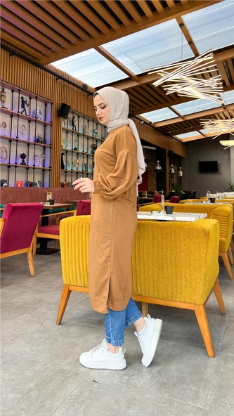 Hira Balon Kol Midi Boy Sade Basic Sweatshirt - 03031.038 - Taba - 4