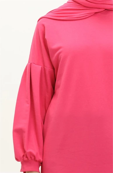Hira Balon Kol Midi Boy Sade Basic Sweatshirt - 03031.025 - Fuşya - 5