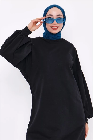Hira Balon Kol Midi Boy Sade Basic Sweatshirt - 03031.003 - Siyah - 7