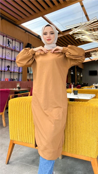 Hira Balon Kol Midi Boy Sade Basic Sweatshirt - 03031.038 - Taba - 2