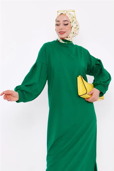 Hira Balon Kol Midi Boy Sade Basic Sweatshirt - 03031.111 - Beneton Yeşil - Resim 7