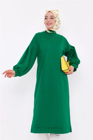 Hira Balon Kol Midi Boy Sade Basic Sweatshirt - 03031.111 - Beneton Yeşil - Resim 8