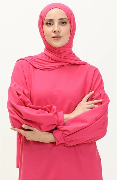 Hira Balon Kol Midi Boy Sade Basic Sweatshirt - 03031.025 - Fuşya - 4