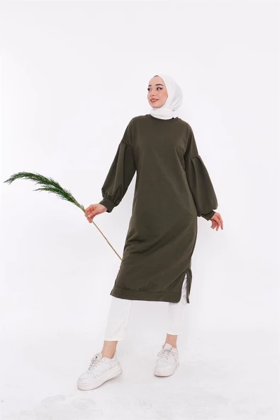 Hira Balon Kol Midi Boy Sade Basic Sweatshirt - 03031.005 - Haki