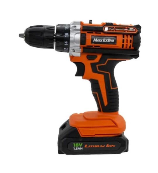 Max Extra MX1815 18V 1.5 Ah 10 MM Mandren Çift Akülü Matkap Vidalama