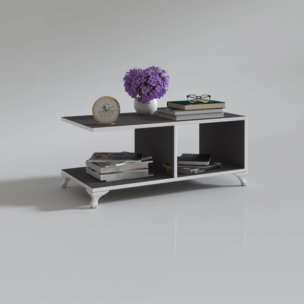 Kenzlife orta salon sehpası kazablanka gri 038*090*45 sofra çiçeklik - Resim 2