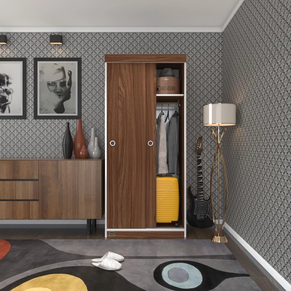 Kenzlife gardırop sürgülü kapaklı kapılı karanfil080 cvz gardolap dolap