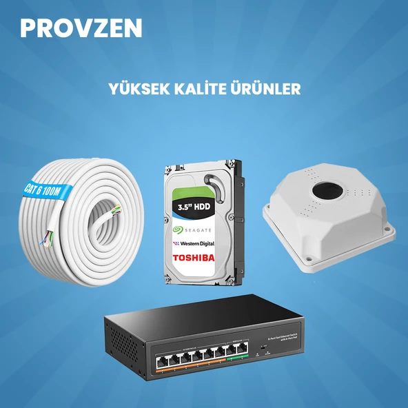 Provzen Hikvision 5 Kamera İp Set 7/24 Renkli Colorvu Mikrofonlu - 4