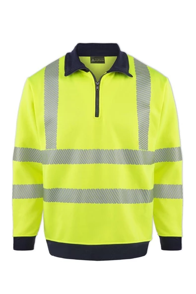 OLYMPUS CONTRAST SAFETY 1/4 ZIP POLO YAKA SWEATSHIRT - 2