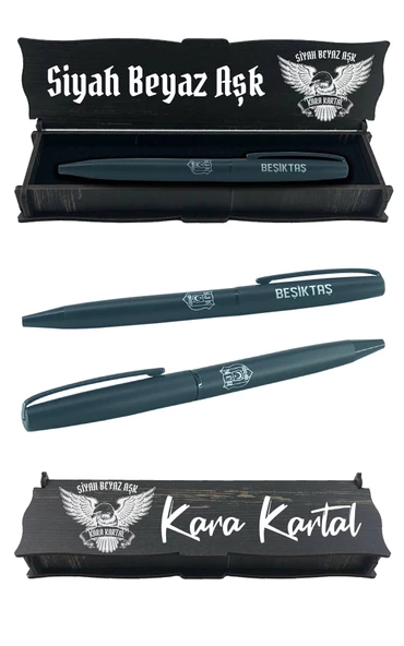 Beşiktaş Orijinal Tükenmez Kalem Özel Ahşap Kutulu - 6