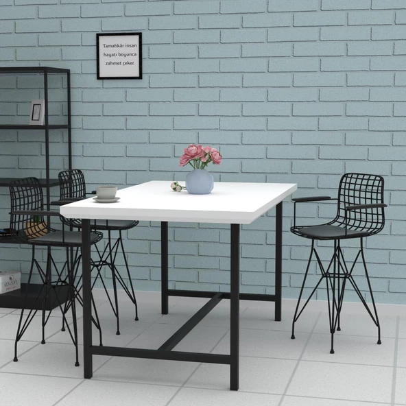 Knsz ufak boy tel bar sandalyesi 4 lü uslu syhsyh kolçaklı 55 cm oturma yüksekliği mutfak bahçe cafe ofis - Resim 3