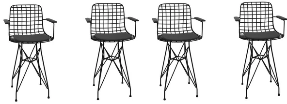 Knsz ufak boy tel bar sandalyesi 4 lü uslu syhsyh kolçaklı 55 cm oturma yüksekliği mutfak bahçe cafe ofis - Resim 2