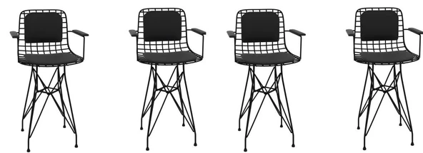 Knsz ufak boy tel bar sandalyesi 4 lü uslu syhsyh kolçaklı sırt minderli 55 cm oturma yüksekliği mutfak bahçe cafe ofis - Resim 2