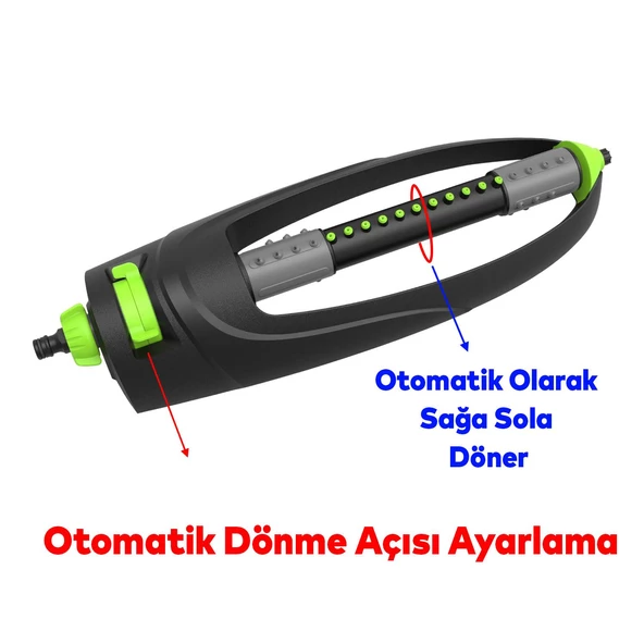 Tablalı Hareketli Çok Fonksiyonlu Su Fıskiyesi 19 Nozzle Dönerli Bahçe Çim Sulama Aparatı Plastik - 5