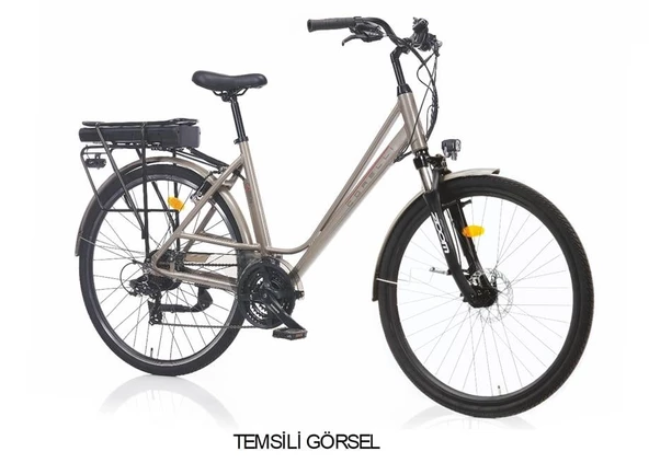 CORELLİ CABEN ELEKTRİKLİ KADIN ŞEHİR BİSİKLETİ 48CM MD 28 JANT 21 VİTES METALLIC LIGHT BLUE