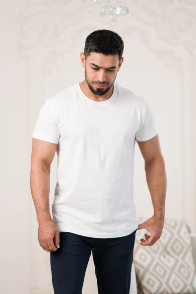 Paul Martin Bisiklet Yaka Önü Baskılı Pamuklu Basic Regular Fit T-shirt - Resim 9