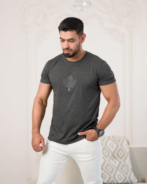 Paul Martin Bisiklet Yaka Önü Baskılı Pamuklu Basic Regular Fit T-shirt - Resim 6