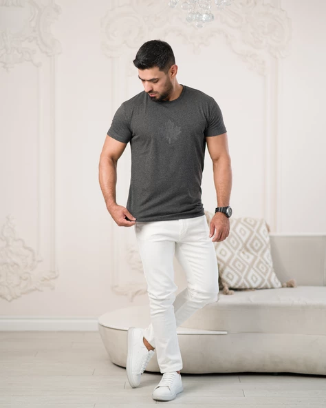 Paul Martin Bisiklet Yaka Önü Baskılı Pamuklu Basic Regular Fit T-shirt - Resim 4
