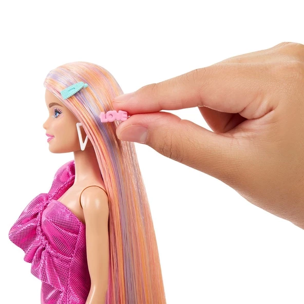 JDC85 Barbie Upuzun Muhteşem Saçlı Bebekler Pembe Saçlı Bebek - 5