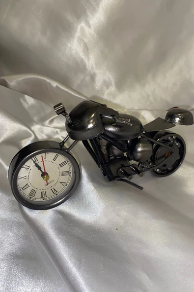 Motor Metal Saat El Yapımı Biblo Kalemlik Motosiklet Yarış Motoru - Resim 3