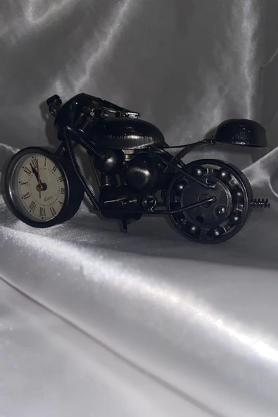 Motor Metal Saat El Yapımı Biblo Kalemlik Motosiklet Yarış Motoru - Resim 4