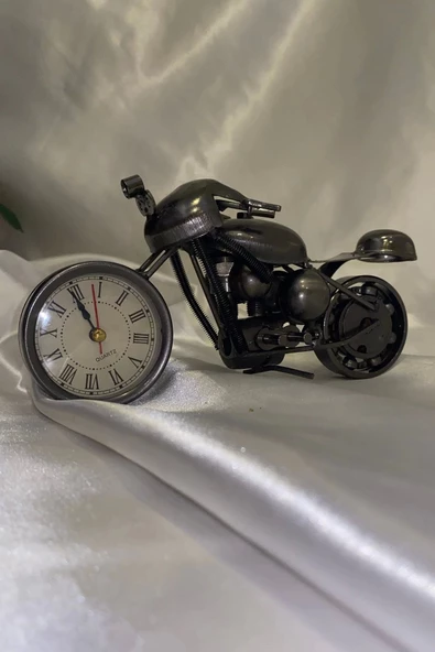 Motor Metal Saat El Yapımı Biblo Kalemlik Motosiklet Yarış Motoru - Resim 2