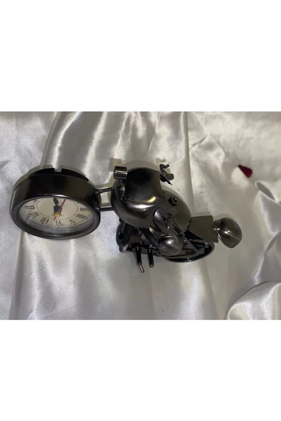 Motor Metal Saat El Yapımı Biblo Kalemlik Motosiklet Yarış Motoru - Resim 5