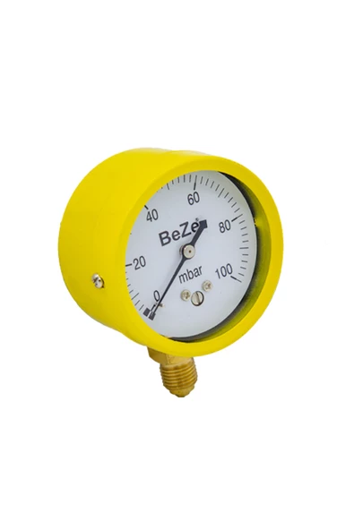 Beze Gaz Manometre Sarı Gövde  0-100 Mbar - 2