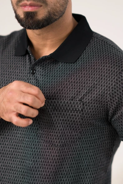 Woolen World Yakalı Ve Cepli Desenli Erkek Regular Fit Klasik T-shirt - Resim 3