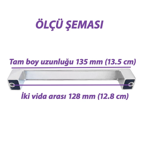 Bihter Desenli Kulp 128 mm Krom Mutfak Kulpu Çekmece Dolap Kapak Kulbu Metal  Mobilya Dolabı Kulpları - 2