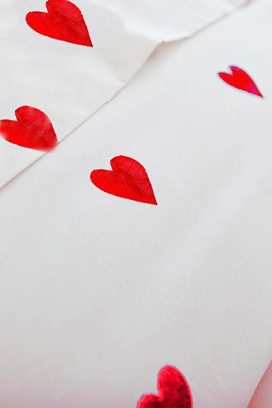 Heart Çift Kişilik Çarşafı Lastikli Kalpli Nevresim Takımı - 4