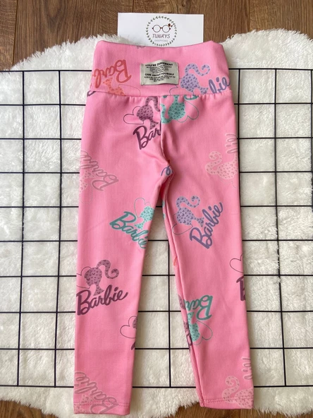 Basklı Fitilli Çocuk Tayt 3'Lü Takım Beyaz Lacivert Pembe (xnNJJOA7HXcpp) - 4