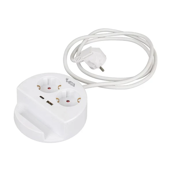 Vea VE-G1102C 2'li USB+ Type-C Girişli Anahtarlı Grup Priz - 2