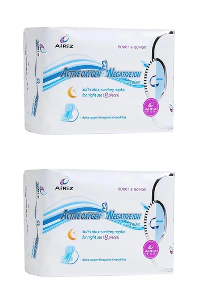 Tiens Airiz Hijyenik Kadın Pedi 8'li Gece Ped (8'li 2 Paket)