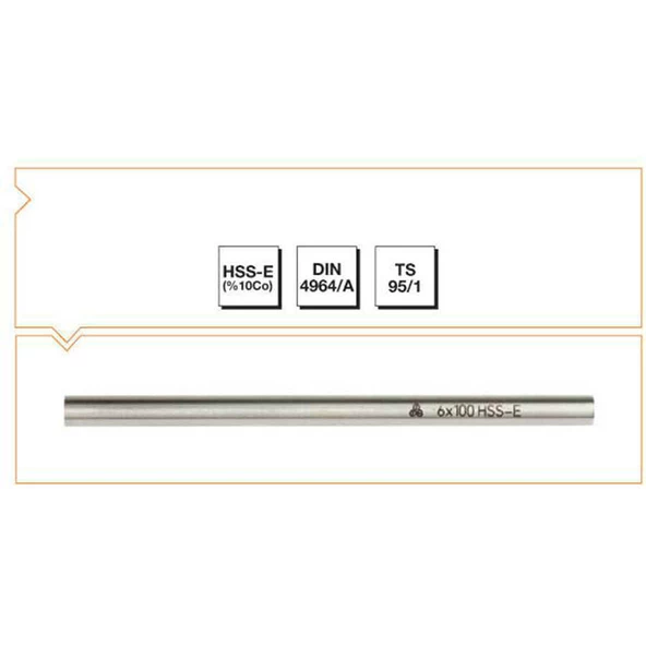 Makina Takım HSS-E (%10Co) DIN 4964/A Yuvarlak Kesitli Torna Kalemi-10X160-MTE B00420010160