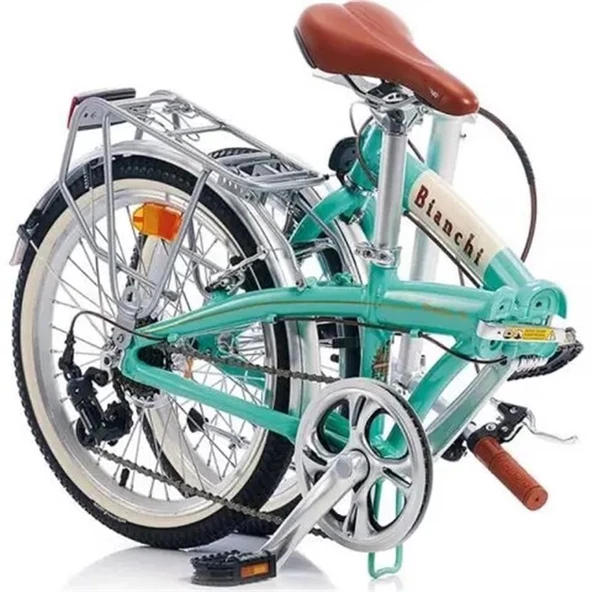 BIANCHI FOLDING NEW VINTAGE KATLANIR BİSİKLET 290H 20 JANT 7 VİTES CELESTE KREM CK16 GLOSSY - Resim 2