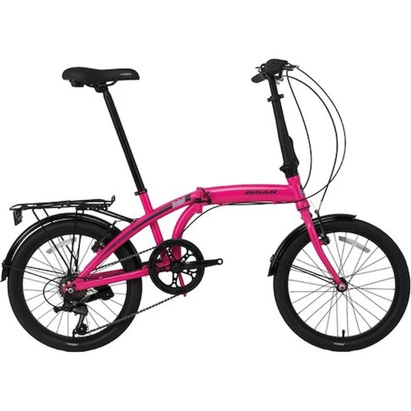 BİSAN TWIN-S KATLANIR BİSİKLET 28CM V 20 JANT 6 VİTES PEMBE SİYAH