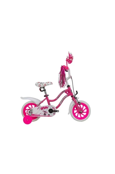 BİSAN HAPPY KIZ ÇOCUK BİSİKLETİ 21CM V 12 JANT METALİK PEMBE KIRMIZI
