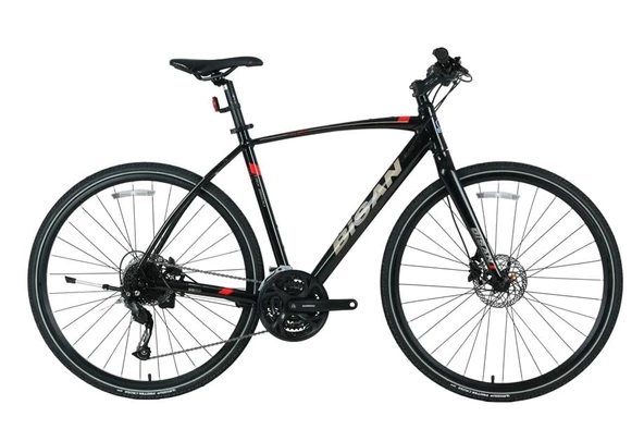 BİSAN TRX 8600 ALTUS ERKEK ŞEHİR BİSİKLETİ 54CM HD 28 JANT 27 VİTES PARLAK SİYAH KIRMIZI
