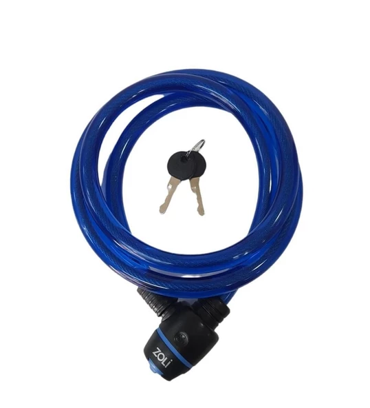 ZOLİ BİSİKLET KİLİT HALAT 15X1500 84118 ANAHTARLI MAVİ KLT-107-1 ürün görseli