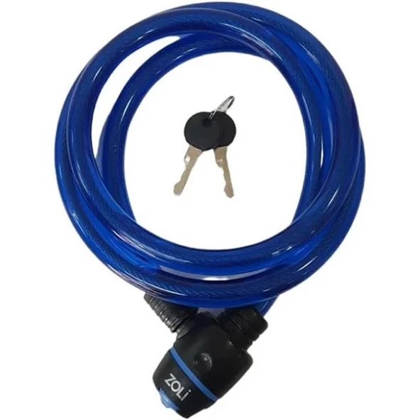 ZOLİ BİSİKLET KİLİT HALAT 15X1000 84118 ANAHTARLI MAVİ KLT-105-1 ürün görseli