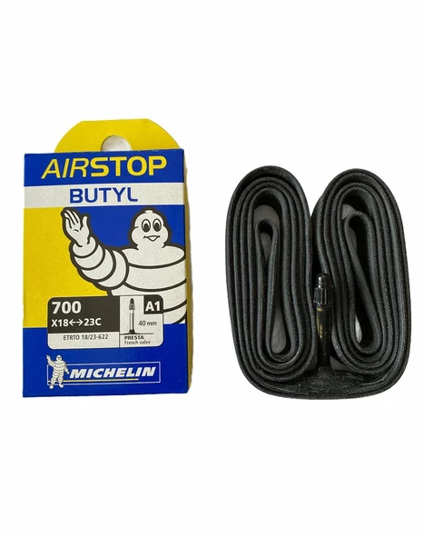 MICHELIN AIRSTOP 700X18-23C PRESTA 40MM İÇ LASTİK FV İNCE SİBOB SİYAH A1